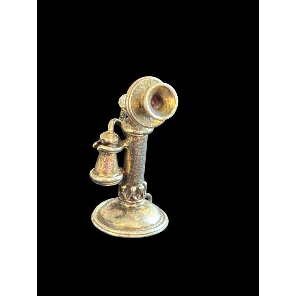 Vtg MCM 1960s Beau Sterling Silver Candlestick Telephone Charm 5.14g 925